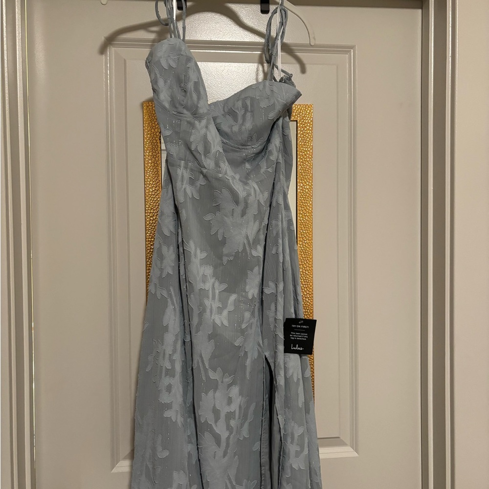 Lulu’s Dusty Blue Midi Dress NWT